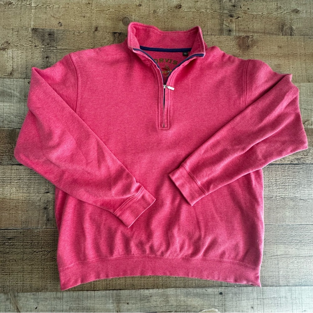 Orvis Men's Coral-Pink Half-Zip Sweater